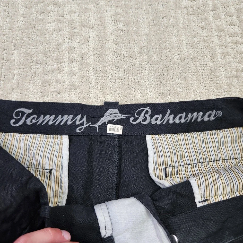 Tommy Bahama Pants Men 36x29*READ Linen Silk Blend Black High Rise Trouser Flowy